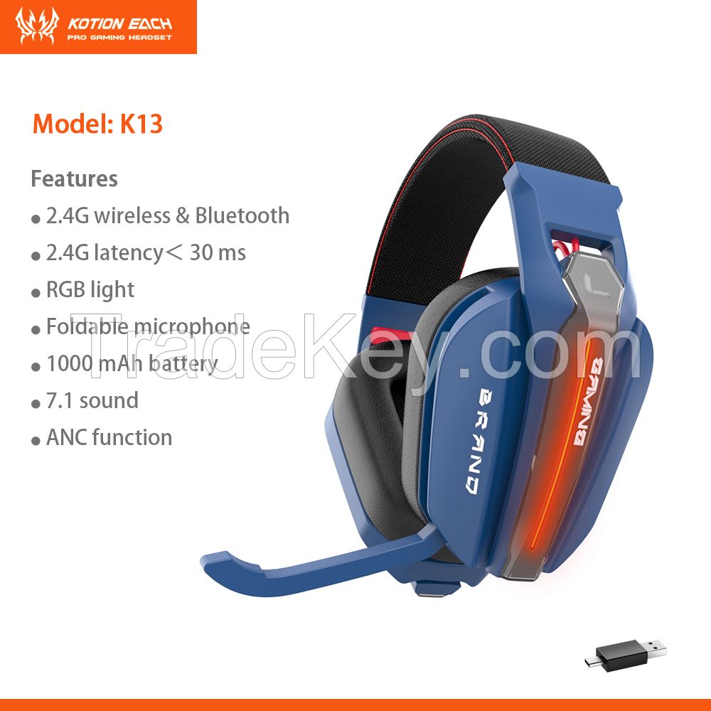 High quality wireless gaming headset bluetooth 2.4G ANC function K13