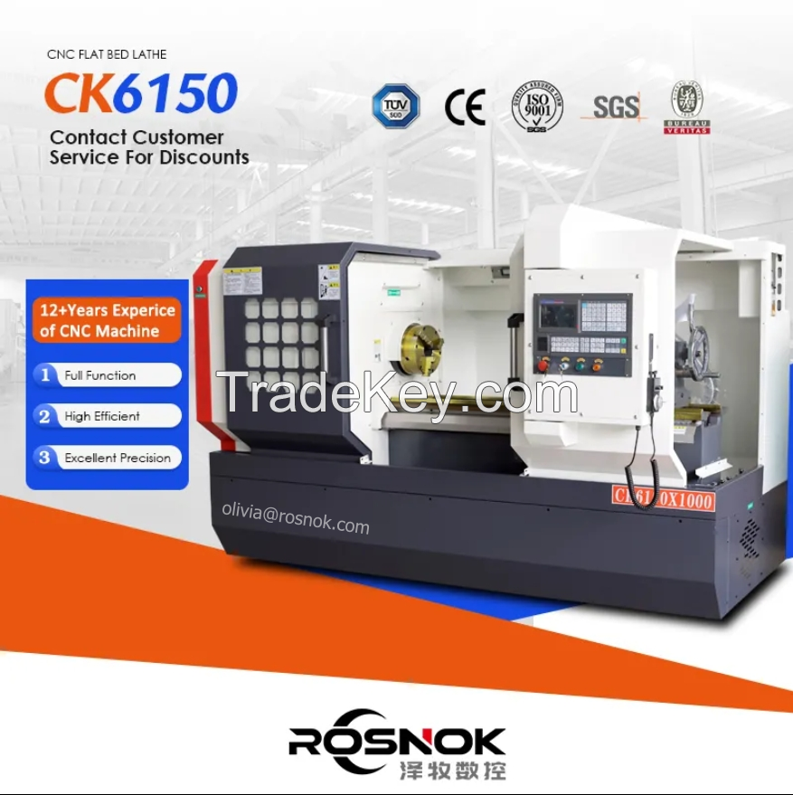 High Precision China Price Ck6150 Automatic Siemens Fanuc Horizontal Flat Bed Metal Turning Work CNC Lathes Machine for Sale