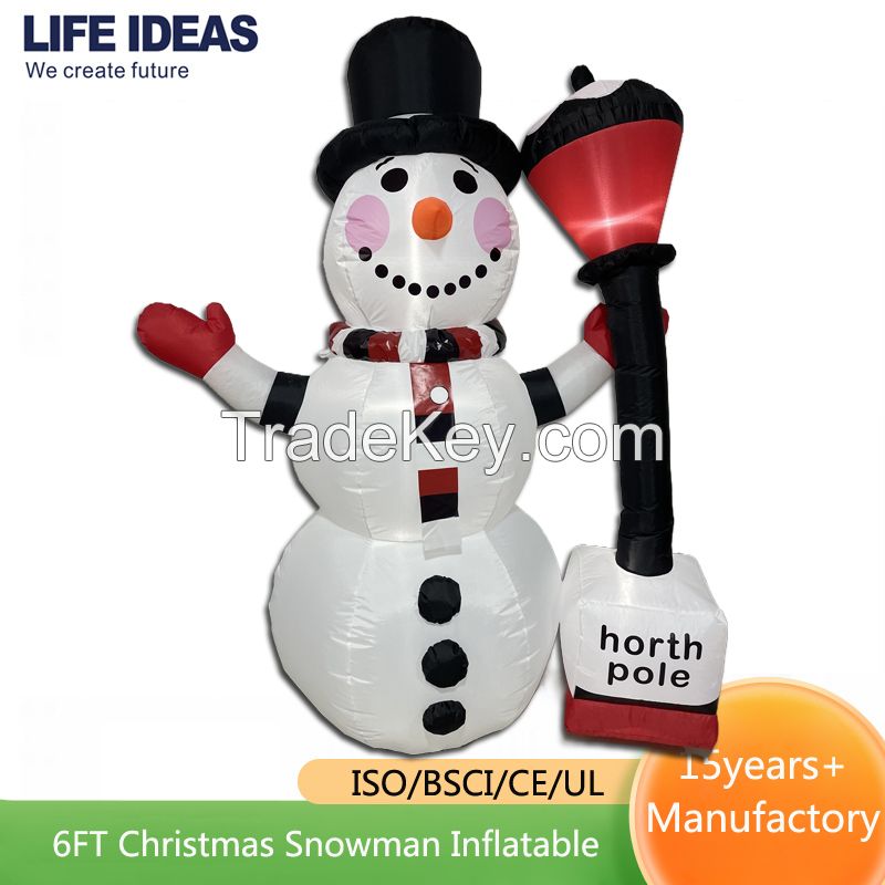 6FT Christmas Inflatables Snowman Outdoor Decorations, Blow up Snow Man Yard Decor Built-in Bright LED Light Wear Magic Hat, Weatherproof Holiday for Garden Patio Lawn Party Xmas Gifts