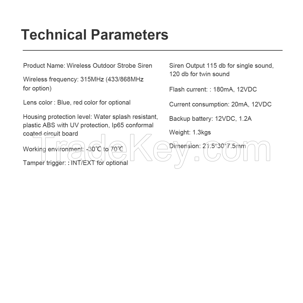 Wireless Outdoor Strobe Siren