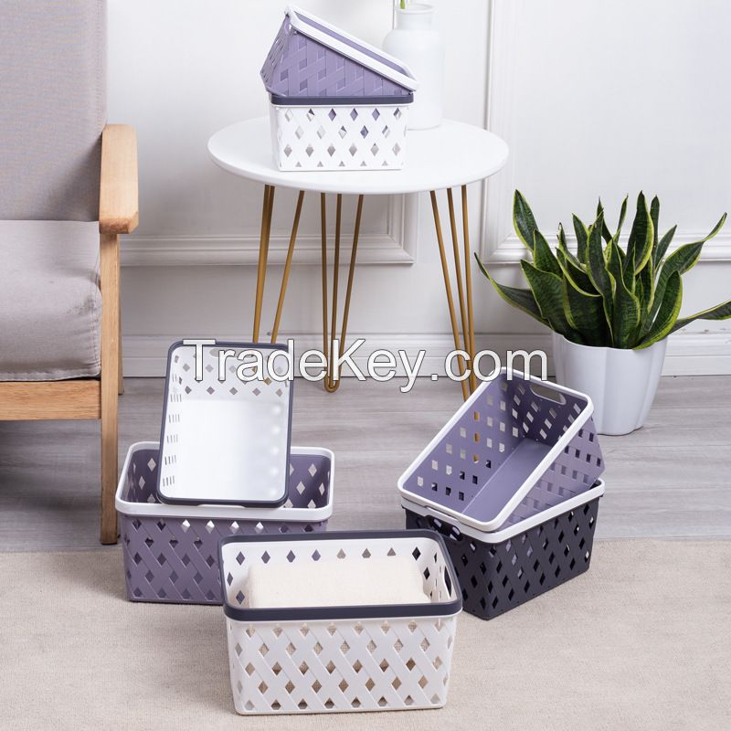 Cheap factory price Plastic Storage Basket With Two Handles Portable  Container Storage