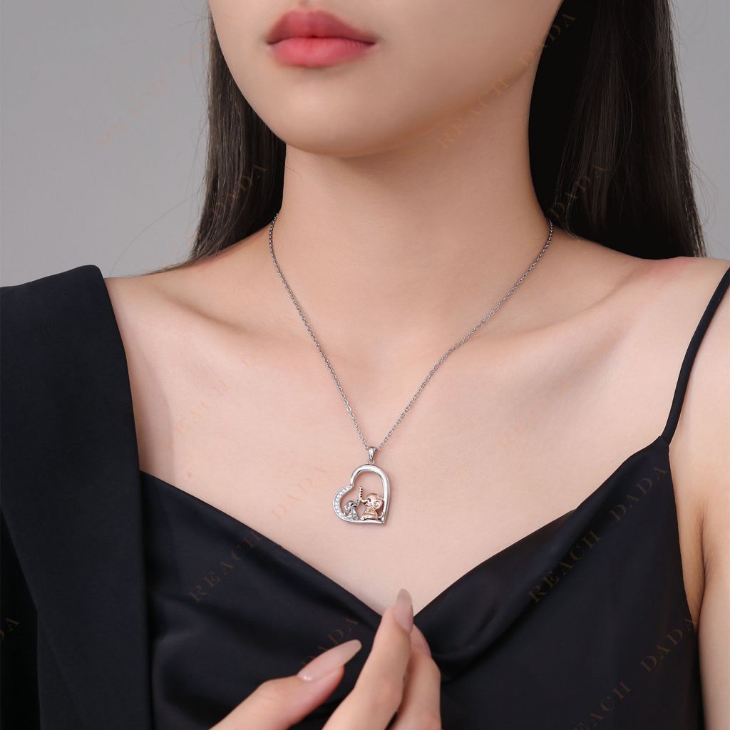 DaDa Women&#039;s Romantic New Design Cute Heart Shaped Elephant Pendant Necklace Jewelry Exquisite Classic Fashion Gift Animal Necklace