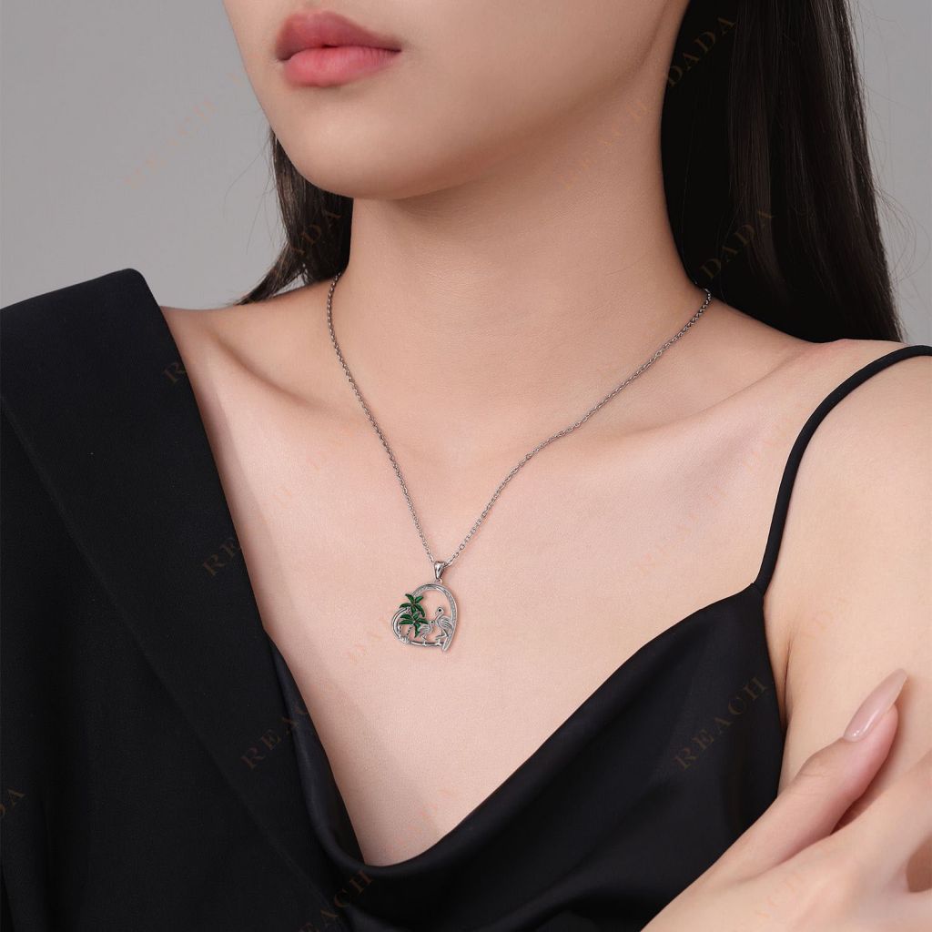 DaDa heart-shaped red-crowned crane love mother and child pendant necklace Valentine&#039;s Day gift pendant necklace jewelry gift for women girlfriend wife