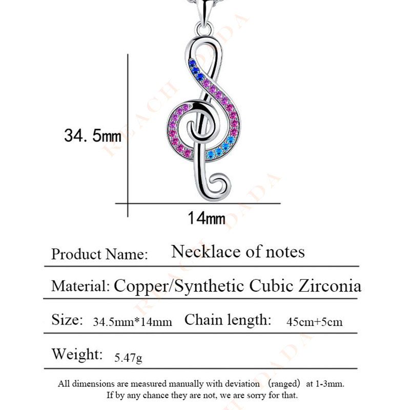 DaDa2024 new female rhythm music note pendant necklace clavicle necklace