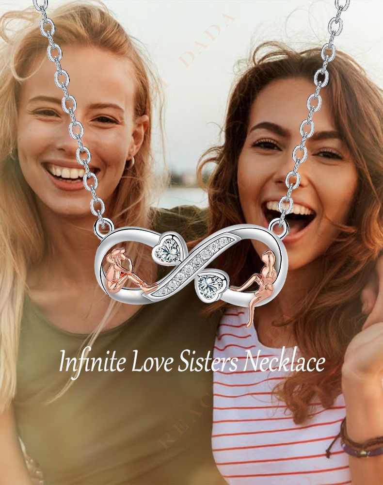 DaDa Fashion Jewelry Unlimited Love Symbol sisters Pendant New Necklace Eternal Love Perfect Friendship Heart Birthday Gift for Girlfriend