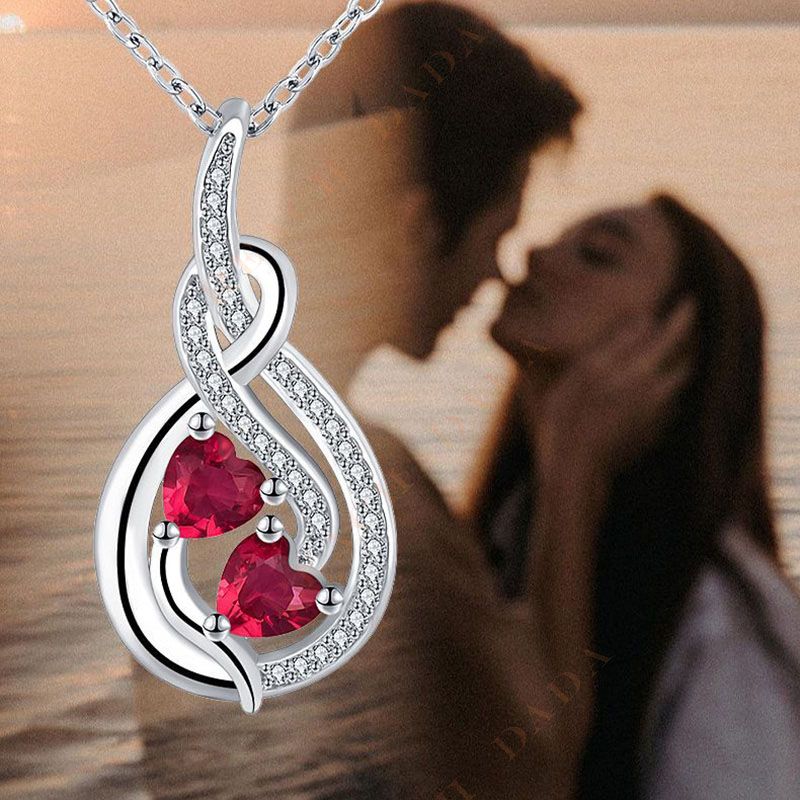 DaDa Hot Selling Infinity Symbol Necklace Women's Necklace Red zircon  Necklace