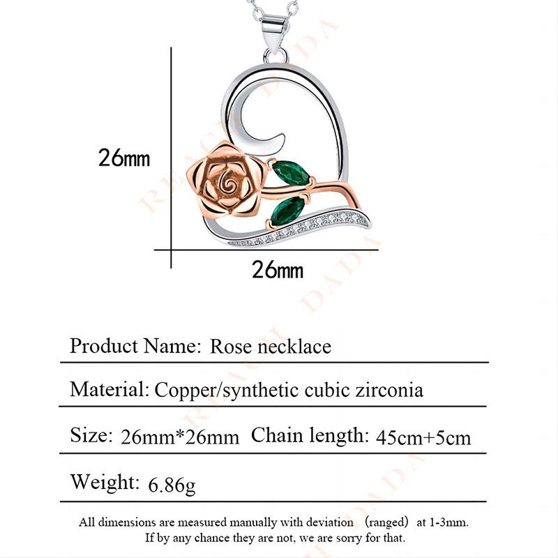 DaDa heart-shaped rose love you forever clavicle necklace pendant fashion jewelry pendant customized girlfriend fashion gift