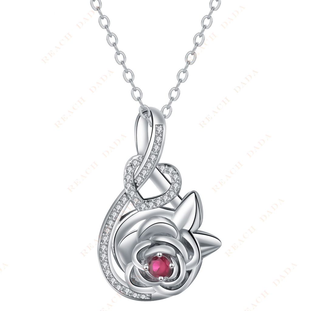 DaDa Vintage Rose Pendant I Love You Women's Heart Pendant Necklace Crystal Red Diamond Necklace Most Popular Jewelry Products