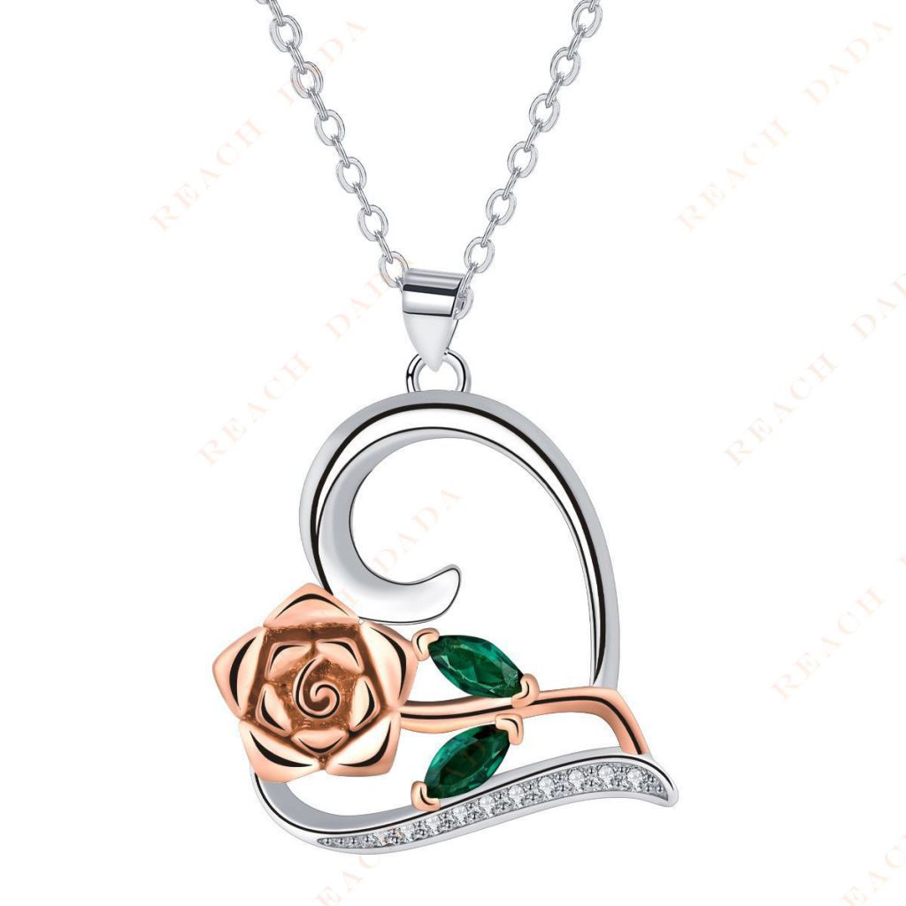 DaDa heart-shaped rose love you forever clavicle necklace pendant fashion jewelry pendant customized girlfriend fashion gift