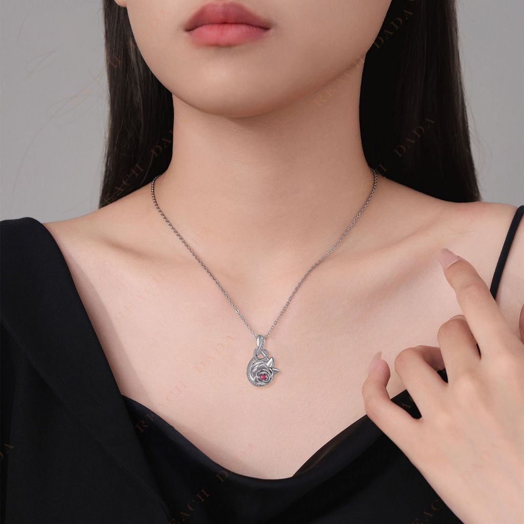 DaDa Vintage Rose Pendant I Love You Women's Heart Pendant Necklace Crystal Red Diamond Necklace Most Popular Jewelry Products