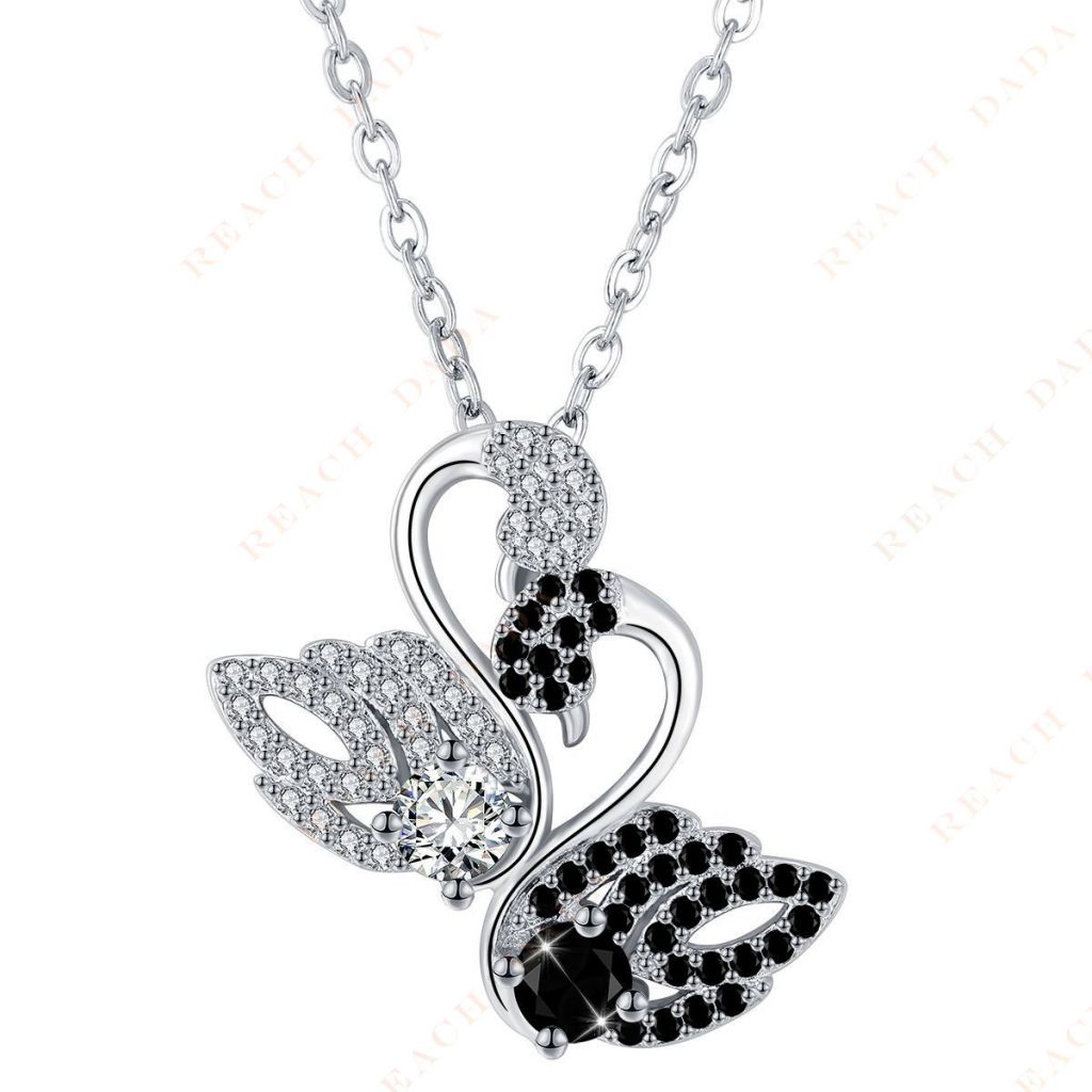 DaDa Hot selling pendant swan necklace black and white intertwined romantic necklace-a fusion of elegance and strength