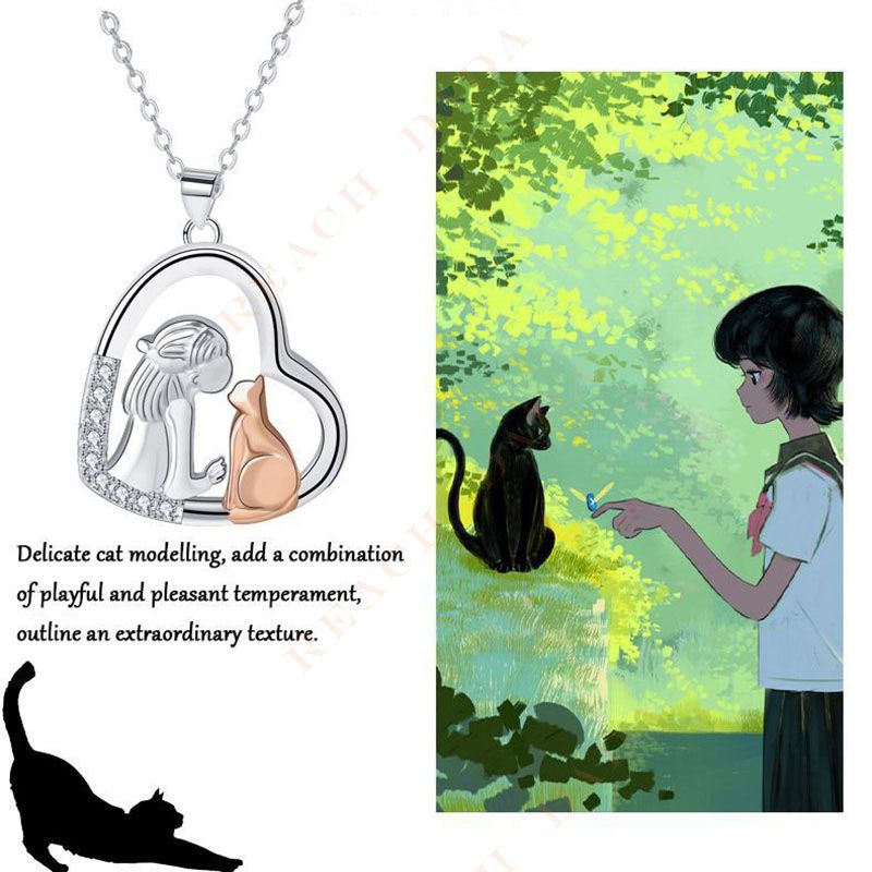 DaDa Hot selling hot products love girl and cat necklace European and American fashion pendants