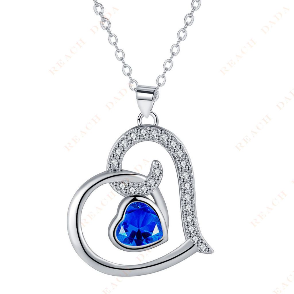 DaDa Hot sale love necklace blue zircon love pendant valentine's day gift