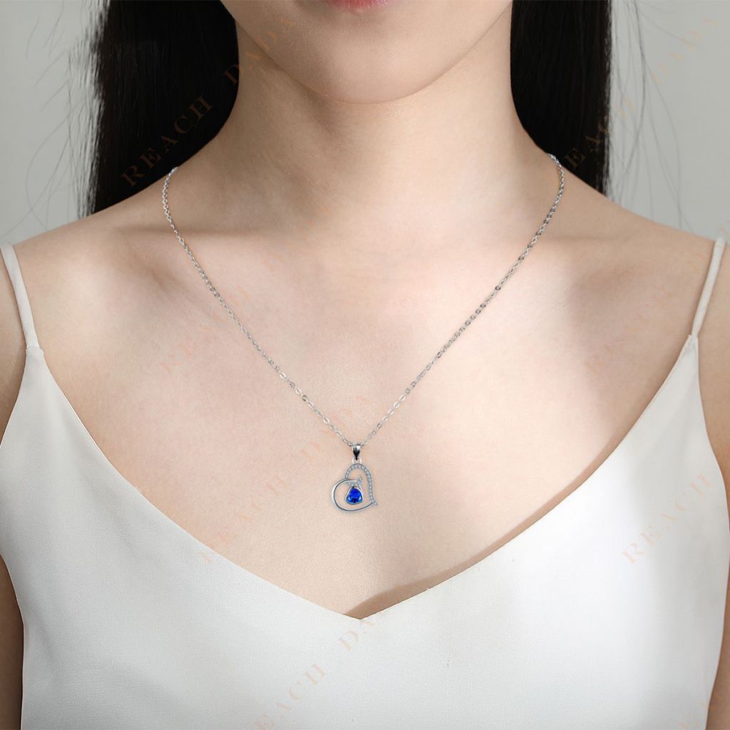 DaDa Hot sale love necklace blue zircon love pendant valentine's day gift