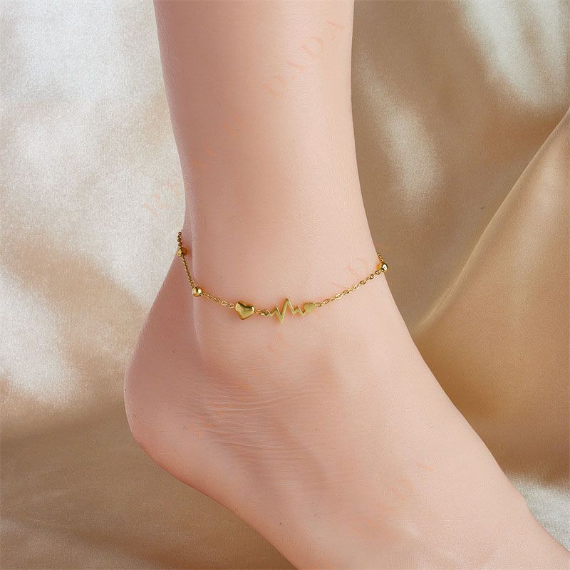 DaDa Fashionable and simple design versatile personalized metal titanium steel ECG, love chain accessory anklet