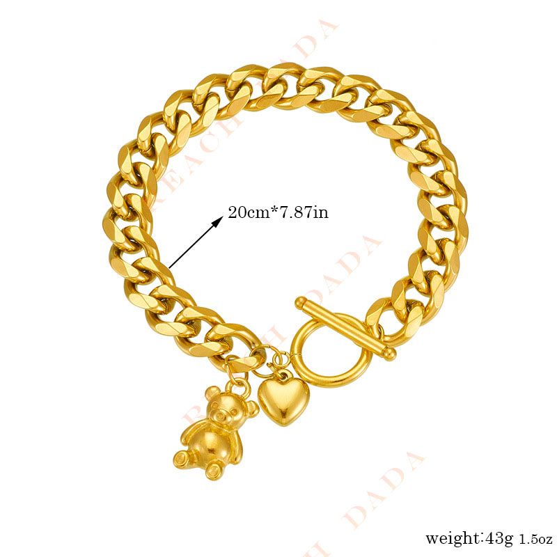 DaDa Fashion creativity personality gold-plated stainless steel chain, bear love pendant, OT clasp accessory bracelet