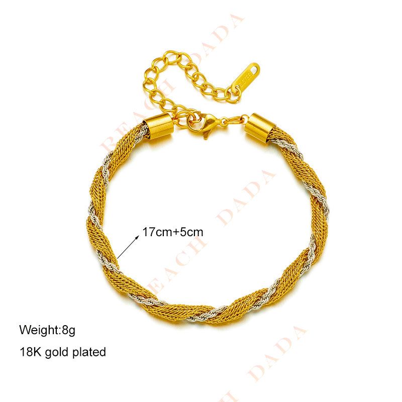 DaDa Fashion explosive models creative personality simple titanium steel collision twist two-color hollowing plain circle bracelet