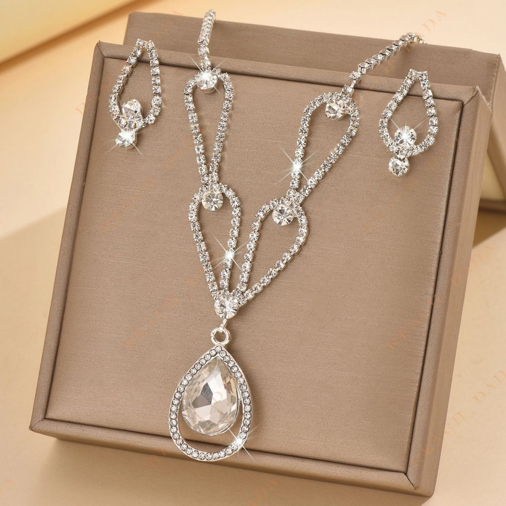 DaDa Fashion luxury ultra-sparkling full of diamonds zircon drops necklaces, drop earrings, bridal gifts, accessories, accessories