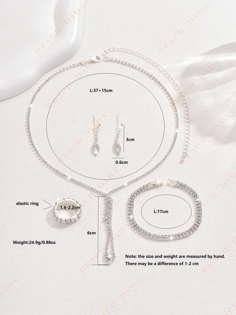 DaDa Fashionable luxury diamond-set pendants necklaces, earrings, bracelets, double-row rings, personality simple bridal accessories set