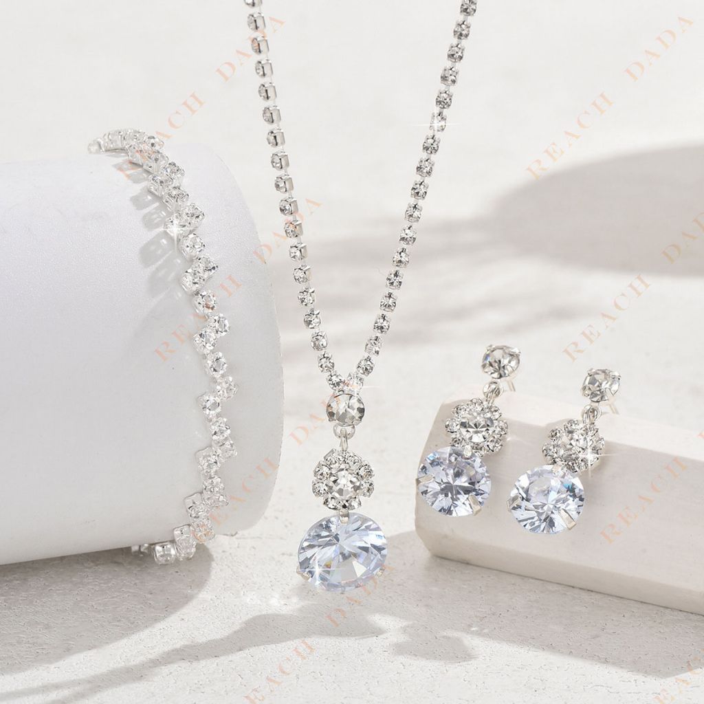 DaDa  Fashion Hot Sale Wedding Dresses, Photo Studio Props, Popular Jewelry, Bridal Zircon Necklace Earrings Set