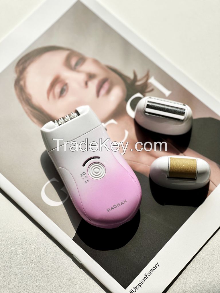 Haohan Hb-908b 3 In 1 Waterproof Lady Epilator White Pink Gradients