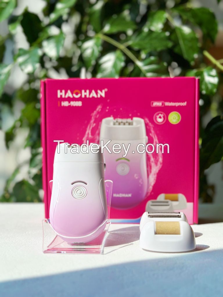 Haohan Hb-908b 3 In 1 Waterproof Lady Epilator White Pink Gradients