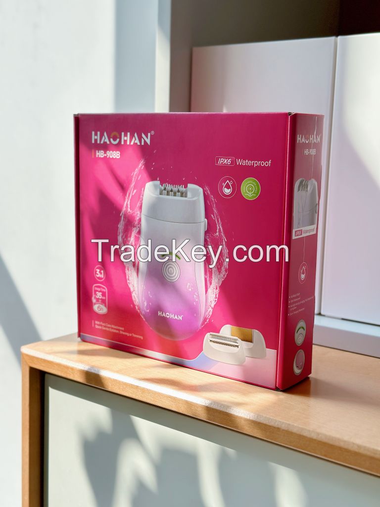 Haohan Hb-908b 3 In 1 Waterproof Lady Epilator White Pink Gradients