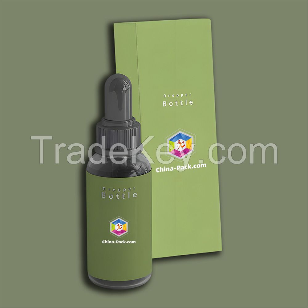 10ml 15ml 30ml 50ml Flat Shoulder Round Frosted Matte Amber Essential Oil Packaging Dropper Serum Bottle with Box