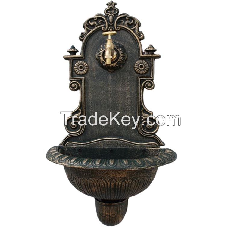 Rustic Cast Iron Wall Mounted Hand Sink Garden Water Fountain With Basin Hanging Basin For Indoor/Outdoor