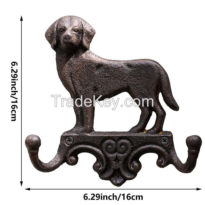 Garden Wall Hook Dog Cat Cast Iron Hooks with 2 Hooks Metal