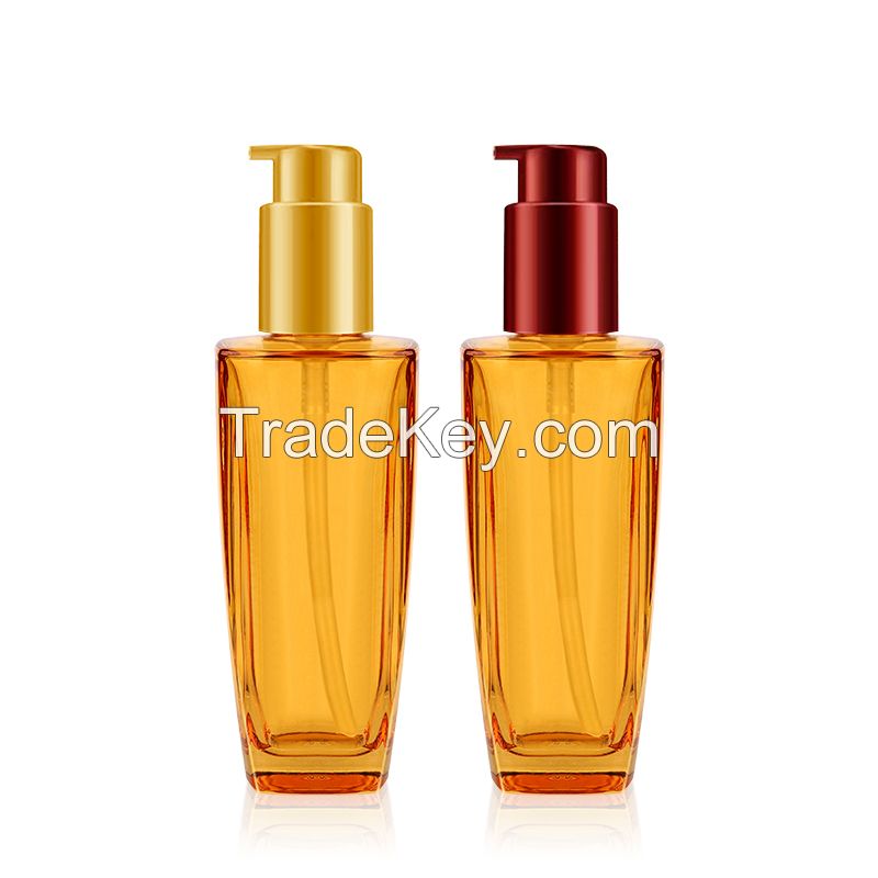 Good-quality 100ml Clear Square Hair Serum Oil Dispenser Bottles