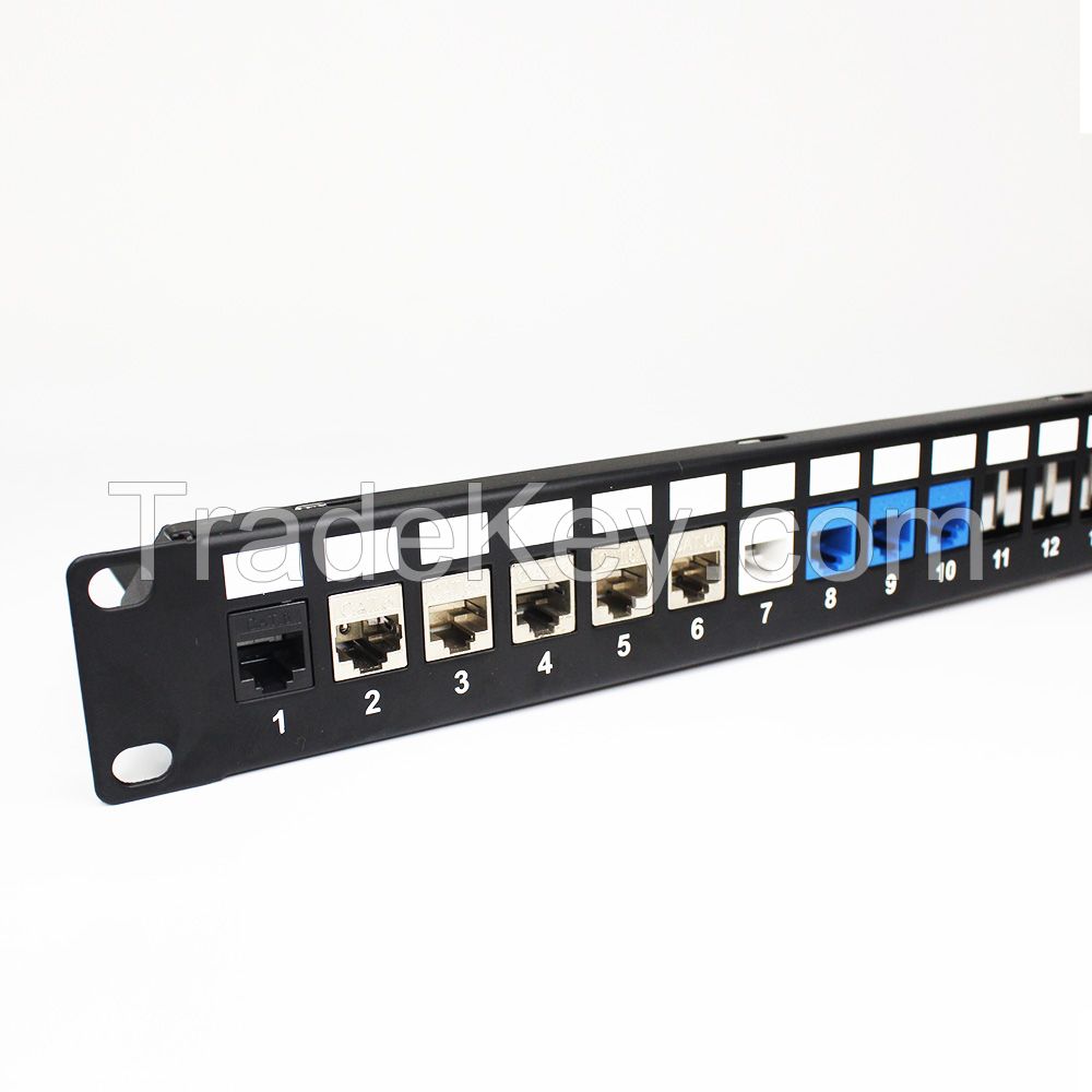 No Punch Down Blank Patch Panel Cat6, 6A Feed Through Coupler Network Patch Panel