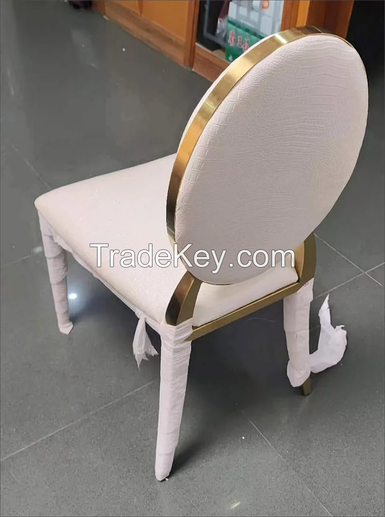 New Design MID Century Wedding Chair Gold Stacked Design PU Leather Velvet Round Backrest Hotel Banquet Chair