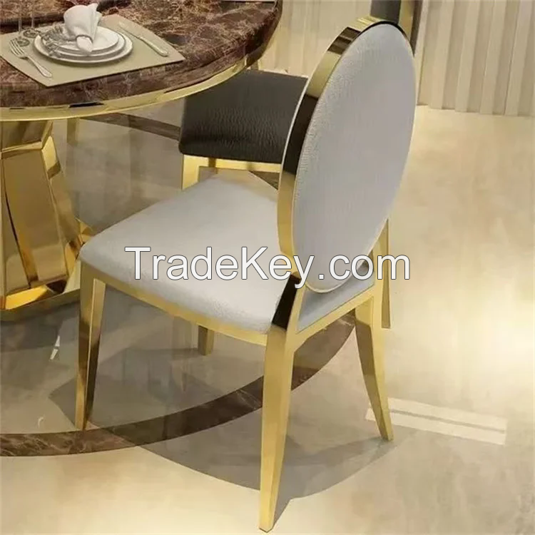 New Design MID Century Wedding Chair Gold Stacked Design PU Leather Velvet Round Backrest Hotel Banquet Chair