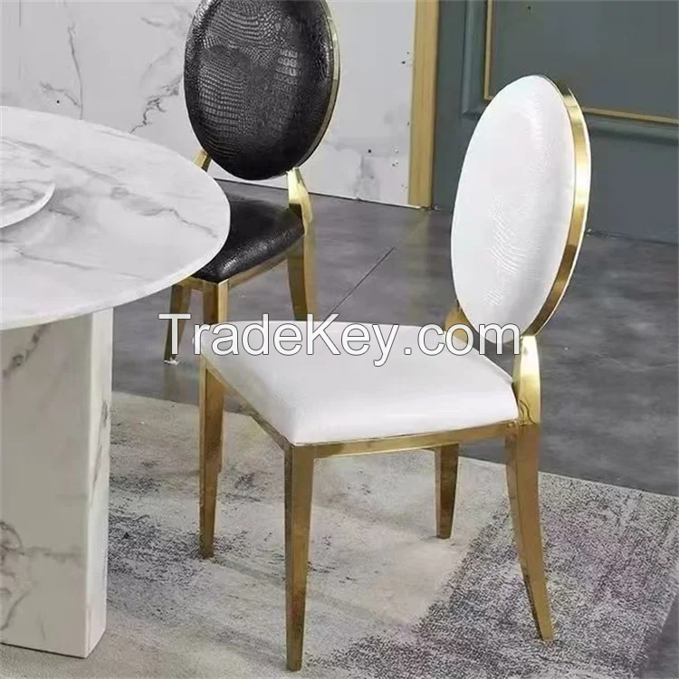 New Design MID Century Wedding Chair Gold Stacked Design PU Leather Velvet Round Backrest Hotel Banquet Chair