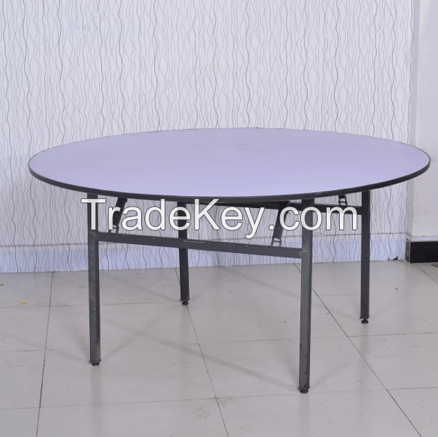 Cheap 6ft Round Dining Table with Metal Frame PVC Cover for Restaurant Banquets Hotel Parties Living Room Use Factory Supply