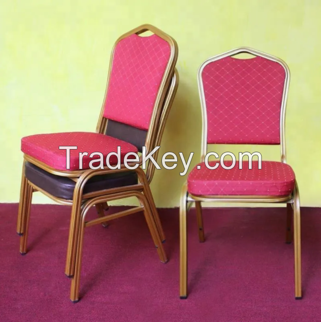 Wholesale Cheap Luxury Stackable Gold Iron Metal Wedding Banquet Chair Hotel Furniture Chairs Aluminum for Party and Event