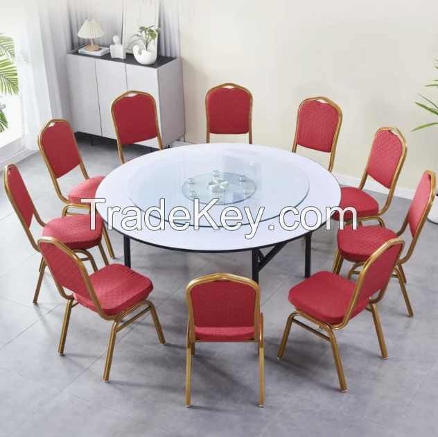 Cheap 6ft Round Dining Table with Metal Frame PVC Cover for Restaurant Banquets Hotel Parties Living Room Use Factory Supply