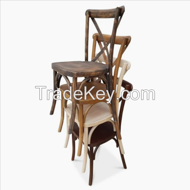 Industrial Metal Chair Metal Frame Stacking Chairs Stackable Cross Back Wood Chair for Restaurant