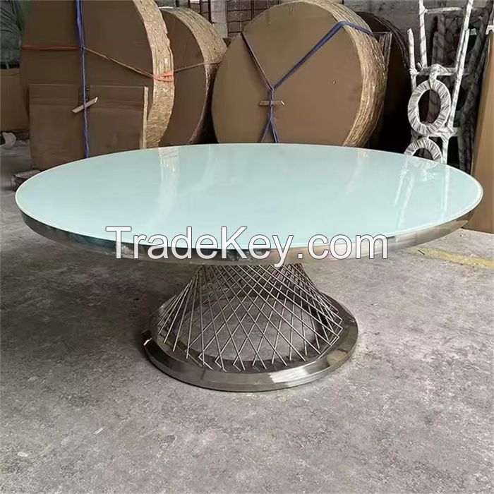 Stainless Steel Metal Base Round Tables Latest Wedding and Hotel Furniture with Outdoor and School Application