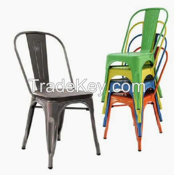 Whole Metal Steel Colorful Cafe Restaurant Kitchen Chairs Metal Stackable Bar Chairs Stool