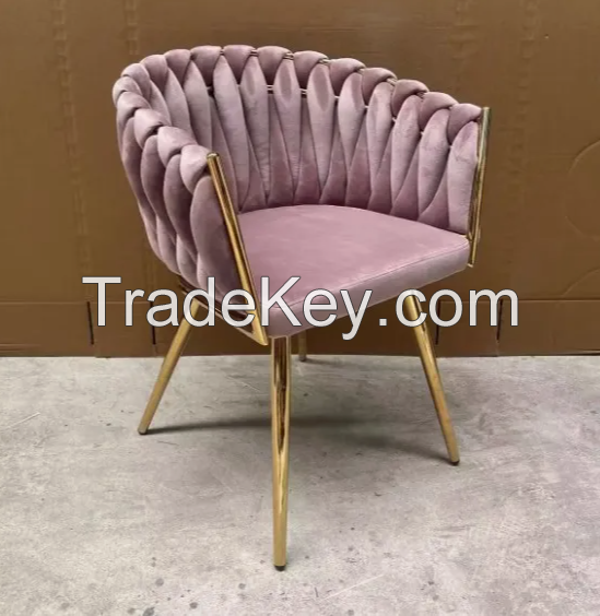 Modern Nordic Style Handwoven Dining Chair Wooden Base Home Office Hotel Banquet Table Use Durable Metal Parks