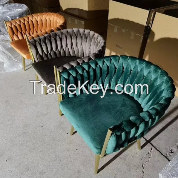 Modern Nordic Style Handwoven Dining Chair Wooden Base Home Office Hotel Banquet Table Use Durable Metal Parks