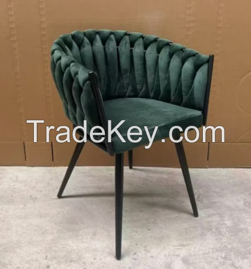 Modern Nordic Style Handwoven Dining Chair Wooden Base Home Office Hotel Banquet Table Use Durable Metal Parks