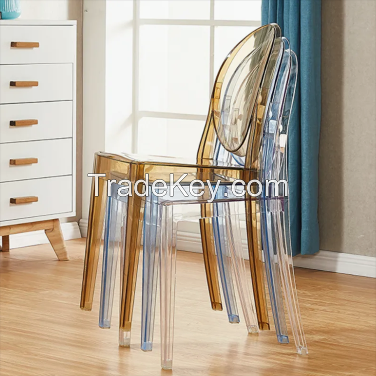 2025 Hot Sale Dine Stackable Crystal Ghost Chairs Hotel Transparent Plastic clear Acrylic Ghost Dining Chair for Events