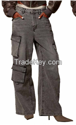 Wild Leg Jeans with Cargo Packets