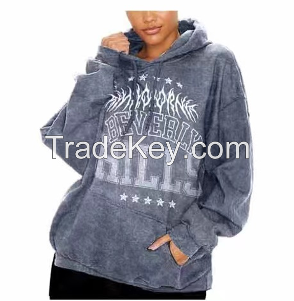 DIY Pullover Hoodie Set with Unisex Oversized Acid Wash and Jooger Pants