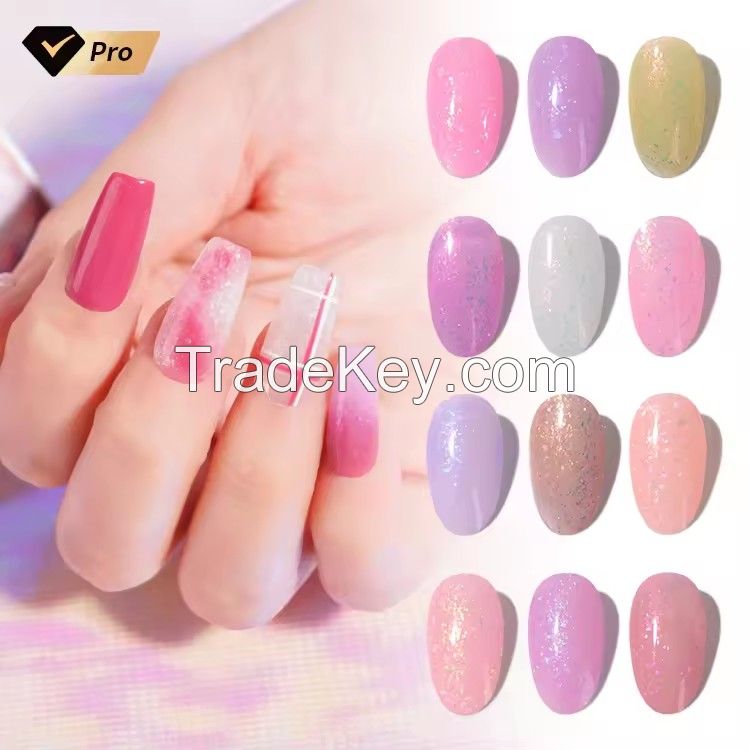 12 colors Brocade Rubber Fiber Base Coat Gel Nail Polish