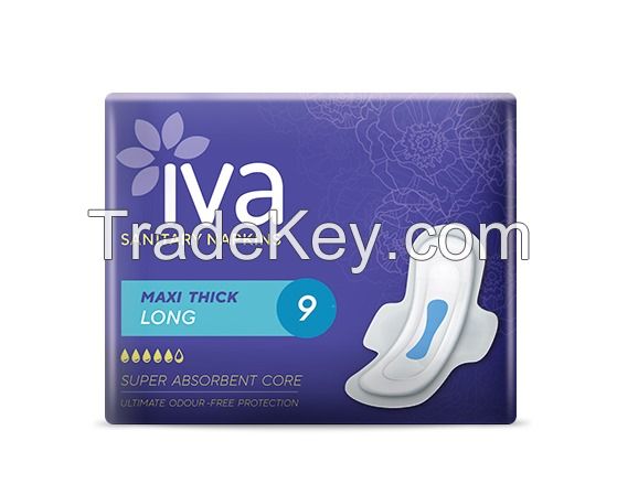 Female Sanitary Pads / Napkins IVA Maxi Think Long - Tri Fold