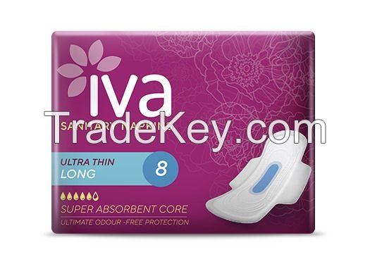 Sanitary Pads / Napkins Tri Fold IVA Ultra Thin Long 920mm